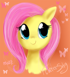 Size: 600x662 | Tagged: safe, artist:mn27, fluttershy, pegasus, pony, bust, female, happy, mare, portrait, solo