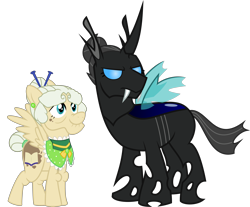 Size: 4820x4000 | Tagged: safe, artist:tentavamp, oc, oc only, oc:goosebumps, oc:mother goose, changeling, pegasus, pony, absurd resolution, disguise, disguised changeling, elderly, simple background, transparent background