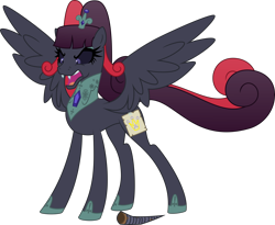 Size: 4876x4000 | Tagged: safe, artist:tentavamp, oc, oc only, oc:princess black dahlia, crystal pony, pegasus, pony, absurd resolution, angry, collar, crown, evil, fake cutie mark, fake horn, jewelry, joke oc, mary sue, nightmare, princess, regalia, simple background, solo, spread wings, transparent background, wings