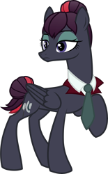 Size: 4000x6465 | Tagged: safe, artist:tentavamp, oc, oc only, oc:princess black dahlia, crystal pony, pegasus, pony, absurd resolution, alternate universe, bun, detective, necktie, neo version, simple background, solo, transparent background