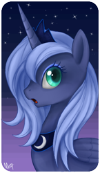 Size: 292x502 | Tagged: safe, artist:mn27, princess luna, alicorn, pony, bust, colored pupils, female, horn, jewelry, mare, open mouth, portrait, profile, regalia, s1 luna, simple background, solo, surprised, tiara, transparent background, wings