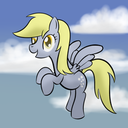 Size: 800x800 | Tagged: safe, artist:why485, derpy hooves, pegasus, pony, cloud, cloudy, female, flying, mare, sky, solo