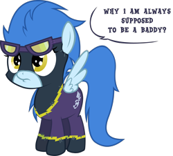 Size: 2000x1811 | Tagged: safe, artist:miketheuser, nightshade, pegasus, pony, clothes, costume, dialogue, female, filly, shadowbolts, shadowbolts costume, simple background, solo, speech bubble, transparent background, younger