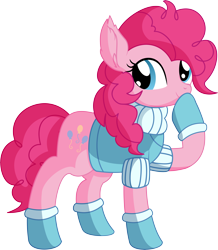 Size: 6090x6976 | Tagged: safe, artist:cyanlightning, pinkie pie, earth pony, pony, .svg available, absurd resolution, clothes, cute, diapinkes, dress, female, gloves, looking at you, mare, simple background, smiling, solo, svg, transparent background, vector, winter outfit