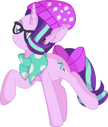 Size: 5928x6982 | Tagged: safe, artist:cyanlightning, starlight glimmer, pony, unicorn, .svg available, absurd resolution, beanie, bow, chest fluff, clothes, ear fluff, female, glasses, hat, hipster, lidded eyes, mare, scarf, simple background, solo, tail bow, transparent background, vector