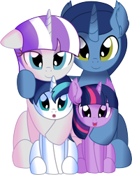 Size: 6179x8181 | Tagged: safe, artist:cyanlightning, night light, shining armor, twilight sparkle, twilight velvet, unicorn twilight, pony, unicorn, .svg available, absurd resolution, brother and sister, colt, colt shining armor, cute, daaaaaaaaaaaw, ear fluff, family, father and child, father and daughter, father and son, female, filly, filly twilight sparkle, lidded eyes, looking at you, male, mare, mother and child, mother and daughter, mother and son, parent and child, shining adorable, siblings, simple background, smiling, stallion, transparent background, twiabetes, twilight's family, vector, younger