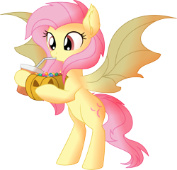 Size: 6623x6362 | Tagged: safe, artist:cyanlightning, fluttershy, bat pony, pony, .svg available, absurd resolution, bat ears, bat ponified, bipedal, candy, cute, drinking, drinking straw, fangs, female, flutterbat, food, halloween, holiday, jack-o-lantern, mare, nightmare night, pumpkin, race swap, shyabates, shyabetes, simple background, soda, solo, spread wings, straw, transparent background, vector, wings