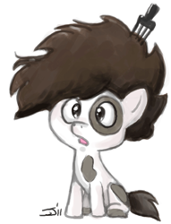 Size: 550x721 | Tagged: safe, artist:johnjoseco, pipsqueak, earth pony, pony, adobe imageready, afro, colt, comb, hair pick, male, simple background, sitting, solo, white background