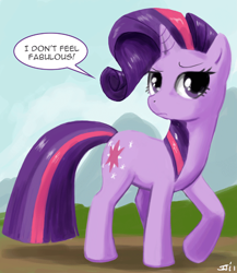 Size: 700x807 | Tagged: safe, artist:johnjoseco, twilight sparkle, unicorn twilight, pony, unicorn, adobe imageready, alternate hairstyle, fabulous, female, mare, rarity hair, rarity mane, solo, twilight is not amused, unamused