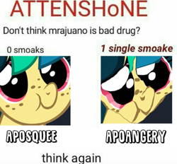 Size: 863x802 | Tagged: safe, artist:shinodage, oc, oc only, oc:apogee, pegasus, pony, angery, angry, content-aware scale, cute, dank memes, drugs, marijuana, meme, public service announcement, squee, stylistic suck