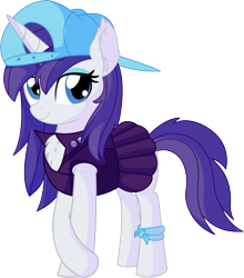 Size: 6134x6978 | Tagged: safe, artist:cyanlightning, rarity, pony, unicorn, .svg available, absurd resolution, alternate hairstyle, backwards ballcap, baseball cap, cap, chest fluff, disguise, ear fluff, female, hat, looking at you, mare, plainity, punk, raripunk, simple background, solo, transparent background, vector