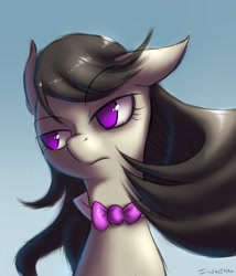 Size: 1200x1400 | Tagged: dead source, safe, artist:swaetshrit, octavia melody, earth pony, pony, bust, female, gradient background, mare, no pupils, paint tool sai, portrait, serious face, solo