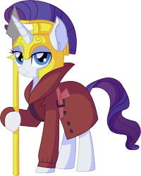 Size: 6199x7761 | Tagged: safe, artist:cyanlightning, rarity, pony, unicorn, sparkle's seven, .svg available, absurd resolution, armorarity, clothes, cute, detective rarity, female, lidded eyes, mare, royal guard, royal guard rarity, simple background, solo, spear, transparent background, vector, weapon