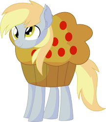 Size: 6153x7078 | Tagged: safe, artist:cyanlightning, derpy hooves, pegasus, pony, .svg available, absurd resolution, clothes, costume, cross-eyed, cute, derpabetes, ear fluff, female, food, food costume, mare, muffin, simple background, solo, transparent background, vector