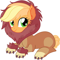 Size: 6664x6715 | Tagged: safe, artist:cyanlightning, applejack, earth pony, pony, scare master, .svg available, absurd resolution, animal costume, applelion, clothes, costume, cute, ear fluff, ear tufts, female, jackabetes, looking at you, looking up, mare, nightmare night, nightmare night costume, prone, simple background, sitting, smiling, solo, transparent background, vector