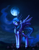 Size: 2005x2557 | Tagged: safe, artist:nyarmarr, princess luna, alicorn, pony, absurd resolution, blue eyes, cloud, ethereal mane, female, horn, jewelry, looking up, moon, necklace, night, pearl necklace, regalia, solo, spread wings, stars, wings