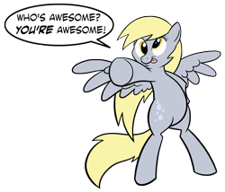 Size: 1973x1688 | Tagged: dead source, safe, artist:sir-dangereaux, derpy hooves, pegasus, pony, bipedal, female, mare, newbie artist training grounds, photoshop, reaction image, simple background, solo, tongue out, transparent background