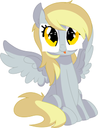 Size: 6190x8070 | Tagged: safe, artist:cyanlightning, derpy hooves, pegasus, pony, .svg available, :p, absurd resolution, cute, derp, derpabetes, derpy being derpy, disguise, ear fluff, female, mare, paper-thin disguise, silly, silly pony, simple background, sitting, solo, tongue out, transparent background, underp, vector