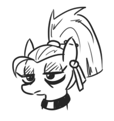 Size: 355x377 | Tagged: safe, artist:jargon scott, oc, oc:nada phase, earth pony, pony, black and white, bust, female, goth, grayscale, monochrome, portrait, simple background, sketch, white background