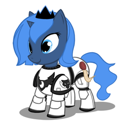 Size: 500x500 | Tagged: safe, artist:atticus83, princess luna, alicorn, pony, armor, crossover, cute, female, filly, foal, horus heresy, implied horus heresy, luna wolves, lunabetes, photoshop, ponyarch, power armor, powered exoskeleton, primarch, purity seal, simple background, solo, this will end in heresy, this will end in tears, this will end in tears and/or death, warhammer (game), warhammer 30k, warhammer 40k, woona, woona wolves