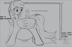 Size: 1235x802 | Tagged: safe, artist:cosmonaut, derpibooru import, rumble, scootaloo, twilight sparkle, twilight sparkle (alicorn), alicorn, pegasus, pony, female, gray background, growth, huge belly, hyper, hyper pregnancy, macro, male, mare, monochrome, older, outie belly button, pregnant, pregnant scootaloo, rumbloo, shipping, simple background, straight