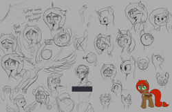 Size: 1664x1080 | Tagged: safe, artist:cosmonaut, derpibooru import, rumble, scootaloo, oc, oc:adera, bat pony, earth pony, pegasus, pony, unicorn, censor bar, censored, simple background, sketch, sketch dump, splatoon, vulgar, white background