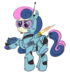 Size: 615x626 | Tagged: safe, artist:bunnimation, bon bon, sweetie drops, earth pony, pony, armor, female, hmd, mare, newbie artist training grounds, photoshop, raised hoof, science fiction, simple background, solo, white background