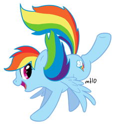 Size: 568x600 | Tagged: safe, artist:empty-10, rainbow dash, pegasus, pony, female, mare, photoshop, simple background, solo, white background