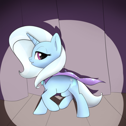 Size: 2200x2200 | Tagged: safe, artist:whiskeypanda, trixie, pony, unicorn, cape, clothes, drapes, female, looking at you, solo, spotlight, stage