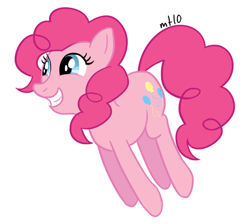 Size: 600x537 | Tagged: safe, artist:empty-10, pinkie pie, earth pony, pony, cute, female, grin, happy, hop, mare, photoshop, pronking, simple background, smiling, solo, squee, white background