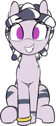 Size: 427x966 | Tagged: safe, artist:shinodage, oc, oc:zala, zebra, adorable face, background removed, cute, female, filly, grin, looking at you, ocbetes, simple background, smiling, solo, squee, transparent background, zebra oc
