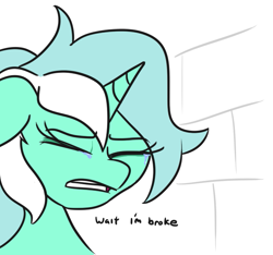 Size: 655x613 | Tagged: safe, artist:jargon scott, lyra heartstrings, pony, unicorn, bust, crying, eyes closed, reaction image, solo, speech