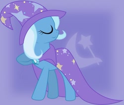 Size: 700x593 | Tagged: dead source, safe, artist:volmise, trixie, pony, unicorn, cutie mark background, eyes closed, female, mare, photoshop, solo