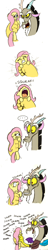 Size: 410x2148 | Tagged: safe, artist:mickeymonster, discord, fluttershy, draconequus, pegasus, pony, comic, dragonball z abridged, duo, female, floppy ears, mare, photoshop, simple background, squeak, squeaky toy, squee, squeeze, squeezin' it, white background