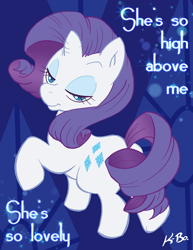 Size: 500x647 | Tagged: safe, artist:kevinbolk, rarity, pony, unicorn, bedroom eyes, cutie mark background, female, looking back, mare, photoshop, raised hoof, she's so high, solo, song reference, tal bachman