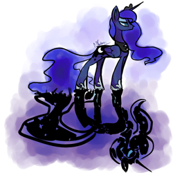 Size: 900x900 | Tagged: source needed, useless source url, safe, artist:arrowchime, nightmare moon, princess luna, alicorn, pony, duality, female, mare, shadow