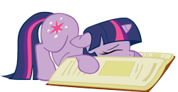 Size: 5000x2599 | Tagged: safe, artist:bri-sta, artist:somepony, twilight sparkle, unicorn twilight, pony, unicorn, book, faceplant, female, filly, mare, photoshop, simple background, sleeping, solo, tired, transparent background, wallpaper