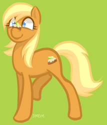 Size: 753x878 | Tagged: safe, artist:steeve, apple cobbler, earth pony, pony, apple family member, female, green background, mare, simple background, solo