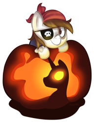 Size: 1104x1446 | Tagged: safe, artist:steeve, nightmare moon, pipsqueak, earth pony, pony, adobe imageready, colt, halloween, holiday, jack-o-lantern, male, nightmare night, pirate, pumpkin, simple background, transparent background