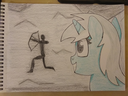 Size: 1400x1050 | Tagged: safe, artist:augjodo, lyra heartstrings, atg 2018, cave painting, colored, humie, newbie artist training grounds, that pony sure does love humans, traditional art