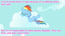 Size: 900x506 | Tagged: safe, artist:shelltoon, rainbow dash, pegasus, pony, cloud, image macro, meta