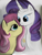 Size: 3120x4160 | Tagged: safe, artist:riskypony, fluttershy, rarity, pegasus, pony, unicorn, candle, female, flarity, imminent kissing, lesbian, shipping