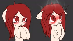 Size: 2200x1222 | Tagged: safe, artist:an-m, oc, oc only, oc:har blair, earth pony, pony, blushing, blushing profusely, female, nervous, open mouth, solo