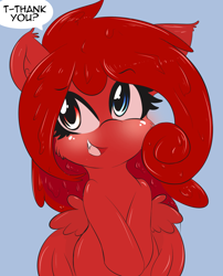 Size: 1350x1673 | Tagged: safe, artist:freefraq, oc, oc:cherry slime, goo pony, original species, pegasus, bust, cute, heterochromia, solo, speech, tumblr:askcherrytheslime