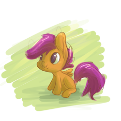 Size: 2000x2000 | Tagged: safe, artist:ponygoggles, scootaloo, pegasus, pony, abstract background, female, filly, high res, sitting, solo