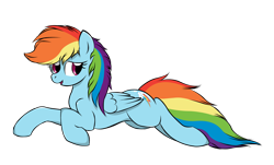 Size: 2795x1687 | Tagged: safe, artist:v-d-k, rainbow dash, pegasus, pony, female, mare, photoshop, prone, simple background, solo, transparent background