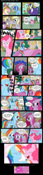 Size: 877x3549 | Tagged: safe, artist:musapan, bon bon, derpy hooves, dinky hooves, fluttershy, lyra heartstrings, minuette, pinkie pie, rainbow dash, rarity, sweetie drops, twilight sparkle, earth pony, pegasus, pony, unicorn, fanfic:cupcakes, book, comic, female, filly, happy, mare, pinkamena diane pie, sad