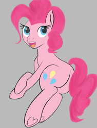 Size: 3095x4087 | Tagged: safe, alternate version, artist:riskypony, pinkie pie, earth pony, pony, heart, heart hoof, solo, underhoof