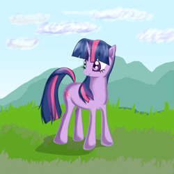 Size: 4167x4167 | Tagged: dead source, safe, artist:reikomuffin, twilight sparkle, unicorn twilight, pony, unicorn, absurd resolution, female, grass, mare, photoshop, solo