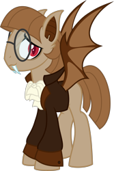 Size: 4000x5993 | Tagged: safe, artist:tentavamp, oc, oc only, oc:chocula pufficop, oc:coco puff, bat pony, vampony, absurd resolution, bat ears, chocolate, clothes, fangs, food, glasses, lanky, male, petticoat, prince, ruffles, show accurate, simple background, solo, stallion, transparent background, vector